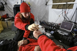 Doctors Performing Medical Research at Camp 2, Mt. Everest